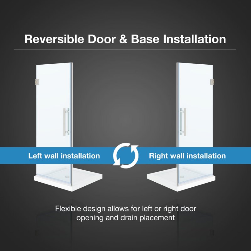 OVE Decors Panama 32 In. W X 32 In. D X 74 3/4 In. H Alcove Frameless Pivot Hinge Shower Door Kit With Base Pan, 2025