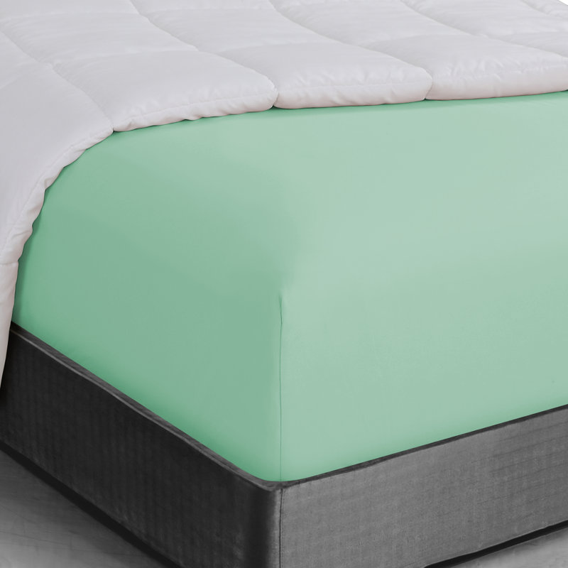 Soft Microfiber Fitted Sheet - Basics by Wayfair™, Full/Double Fitted Sheet, Sea Foam