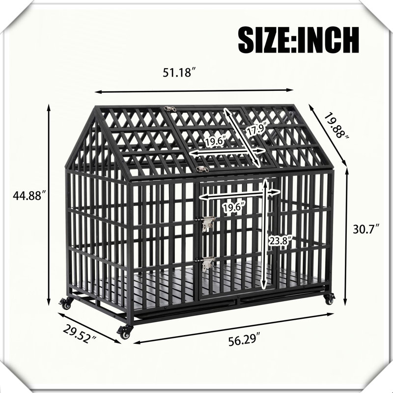 Caisse pour chien robuste en métal avec 4 roues verrouillables