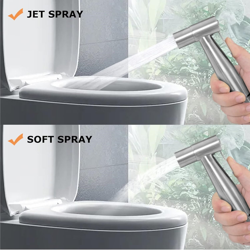 Stainless Steel Bidet Sprayer Kit For Toilet,Stainless Steel,Waterproof,Black, Silver