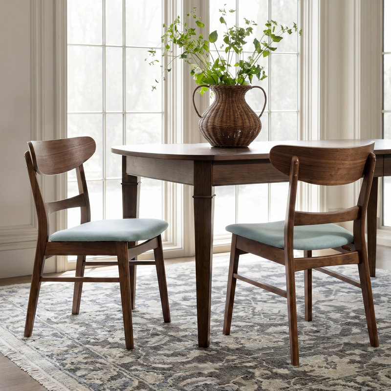 Chaises de salle à manger rembourrées avec cadre rembourré Armgart, 2, Mint/Walnut