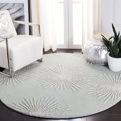 Amier Hand-Tufted Wool Grey/Ivory Floral Area Rug
