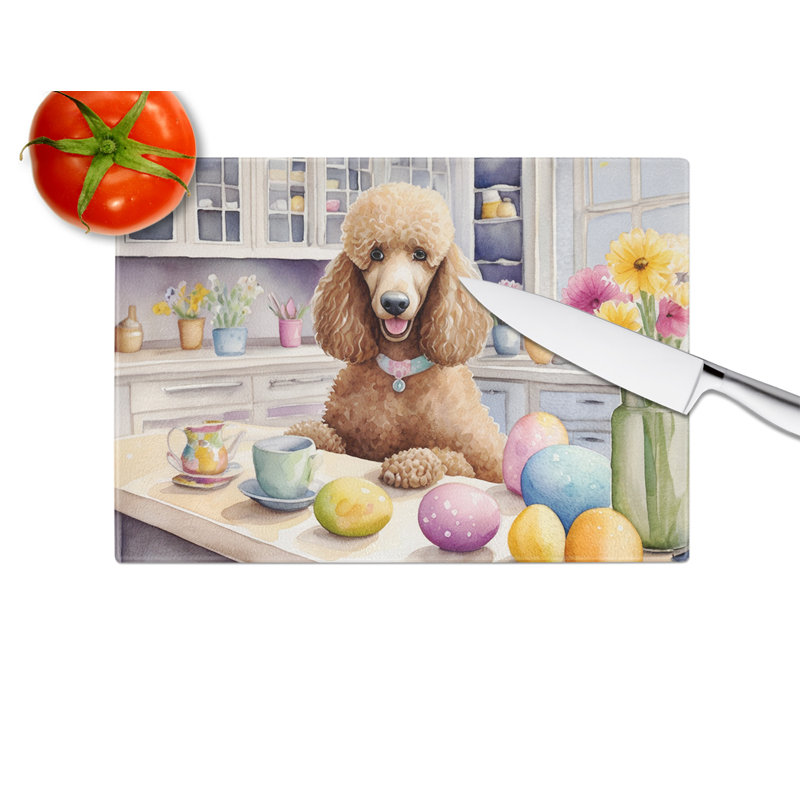 Décoration de planche à découper en verre caniche de Pâques