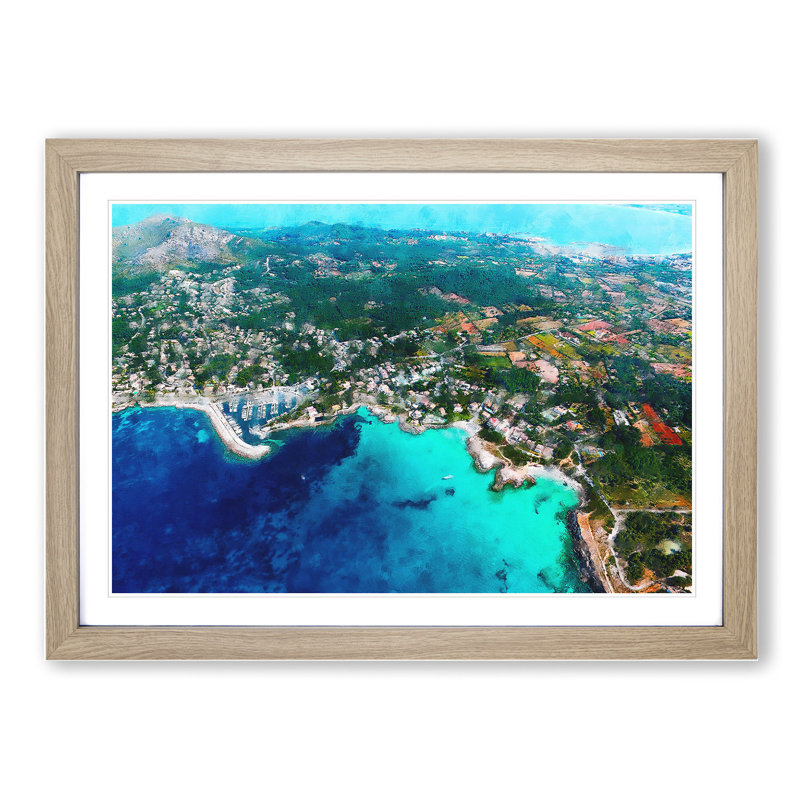 Over Mallorca in Spain - Framed Print, 48cm H x 65cm W x 2cm D, Oak Framed