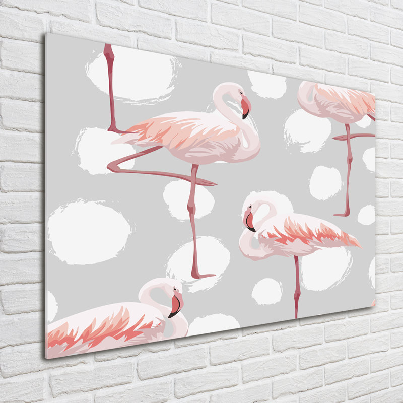 Flamingos - No Frame Print on Glass