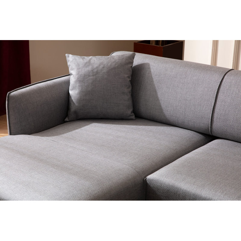 Canapé d'angle moderne avec dossier pivotant, tissu gris, 55,1 po x 106,3 po x 26,4 po | Structure en bois de hêtre et en carton, 100% polyester, comprend 2 coussins | Élégant et fonctionnel pour un décor industriel et scandinave