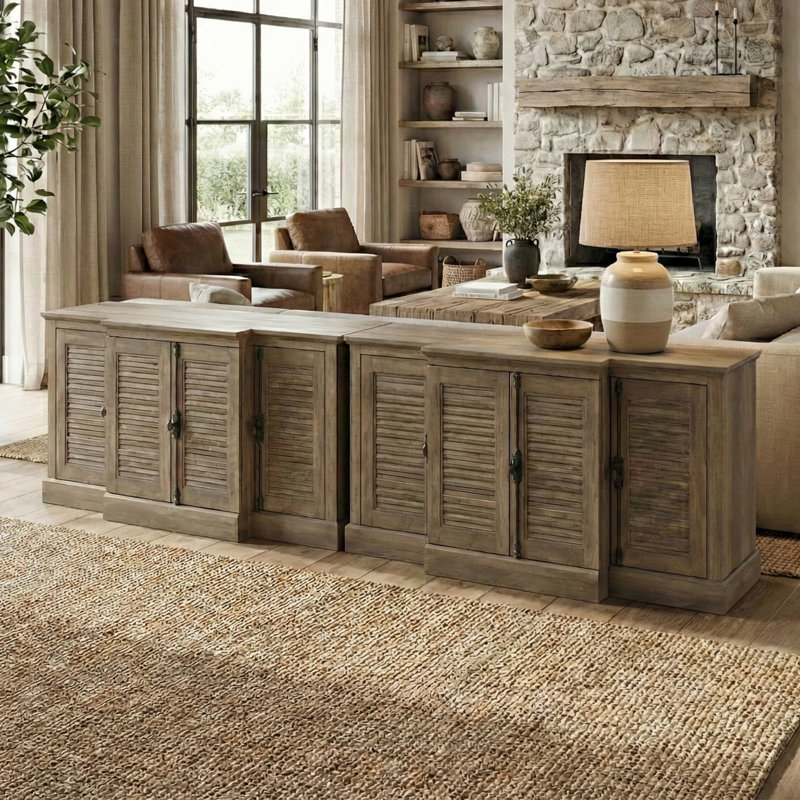Malyha Farmhouse Sideboards Set Of 2, Knotty Oak