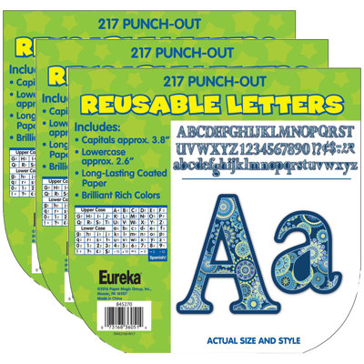 Eureka Blue Harmony Circle Letters Deco Letters, 217 Per Pack, 3 Packs