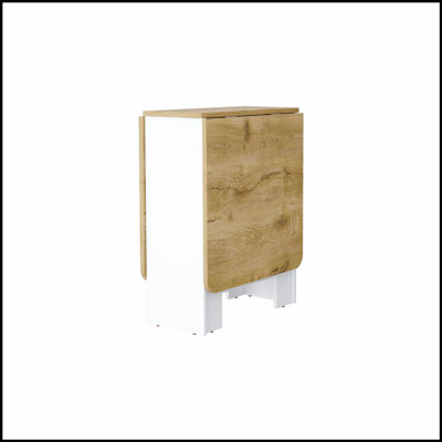 Cole White and Macadamia Folding Dining Table, Space-Saving and Stylish for Modern Living Areas by Lark Manor