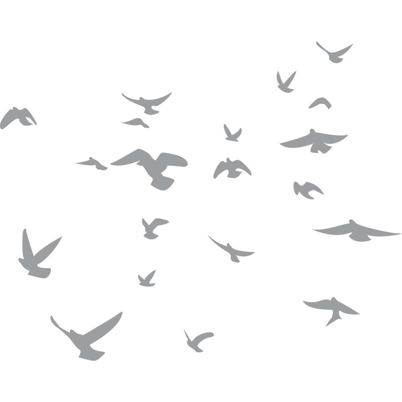 Décalcomanie murale silhouette d’oiseaux, Gris