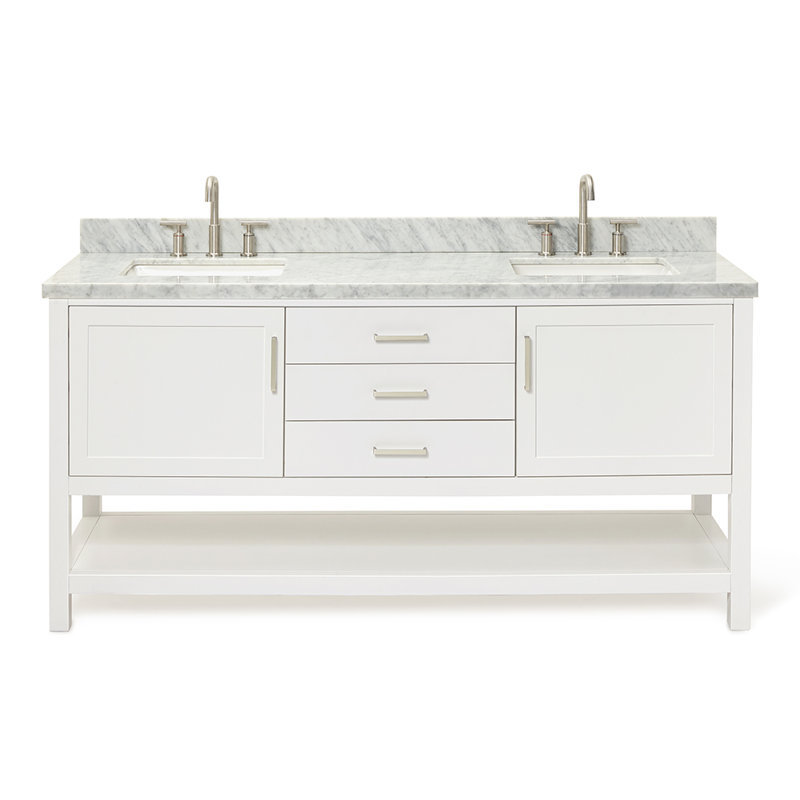 Bayhill 73'' W Double Vanity, White, Oval