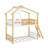 Twin Over Twin Bunk Bed Wood Bed With Roof, Window And Ladder