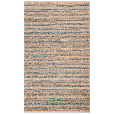 Keyshona Hand Woven Wool/Jute/Cotton Striped Rug in Gray/Brown