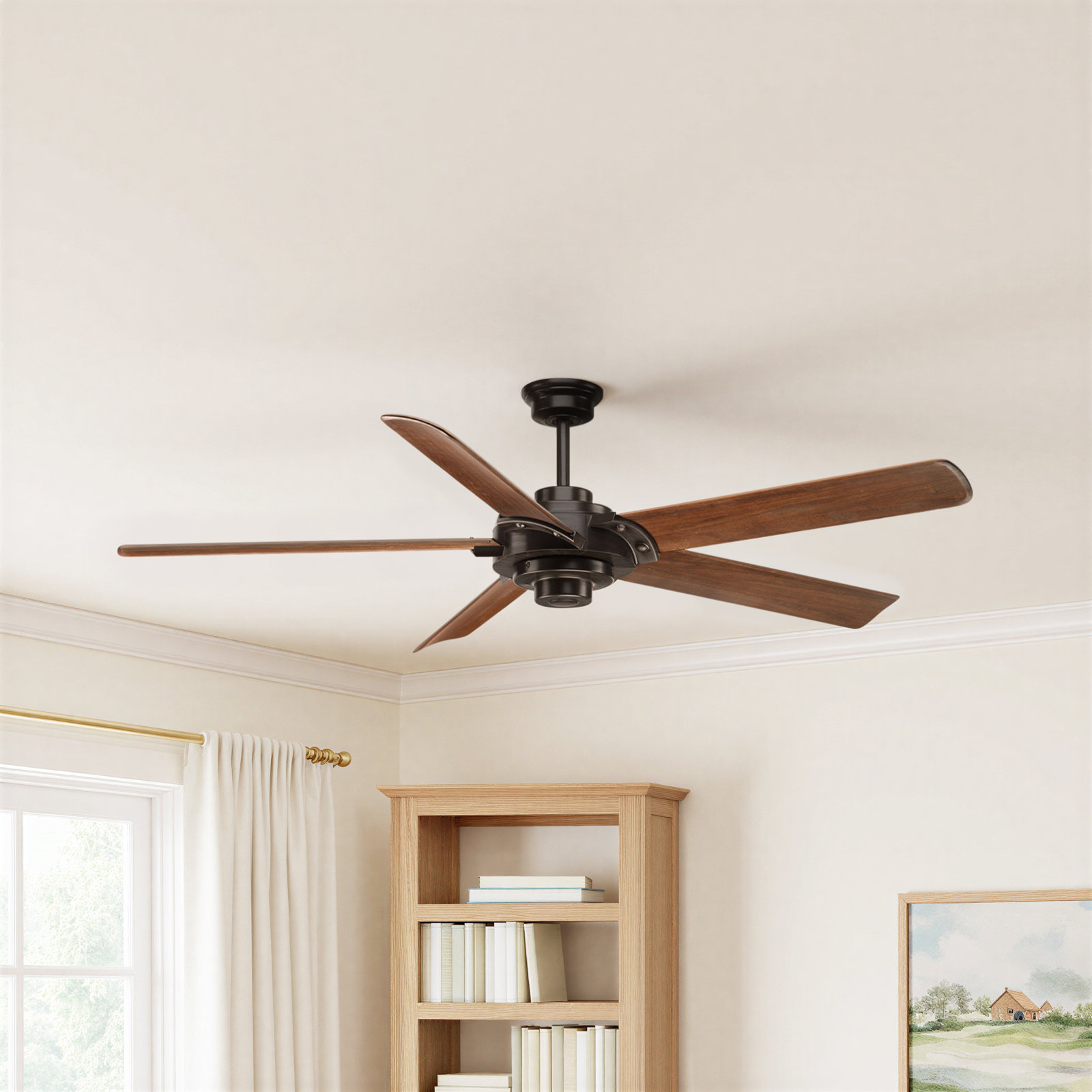 68'' 5 Blade Ceiling Fan, Antique Bronze/Walnut Blades