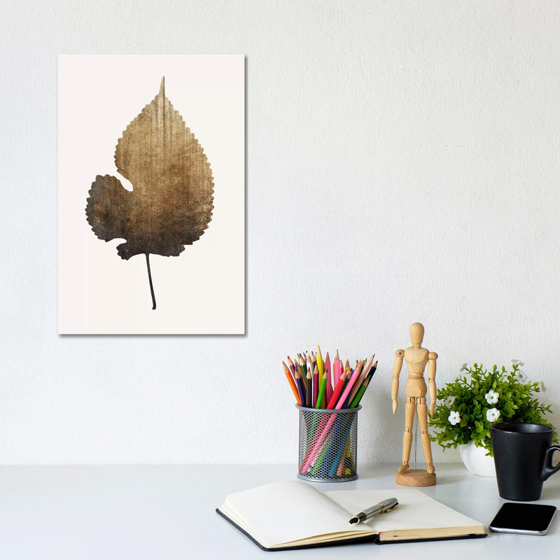 Golden Leaf by Kubistika - Wrapped Canvas Gallery-Wrapped Canvas Giclée, 20.32 cm H x 30.48 cm W
