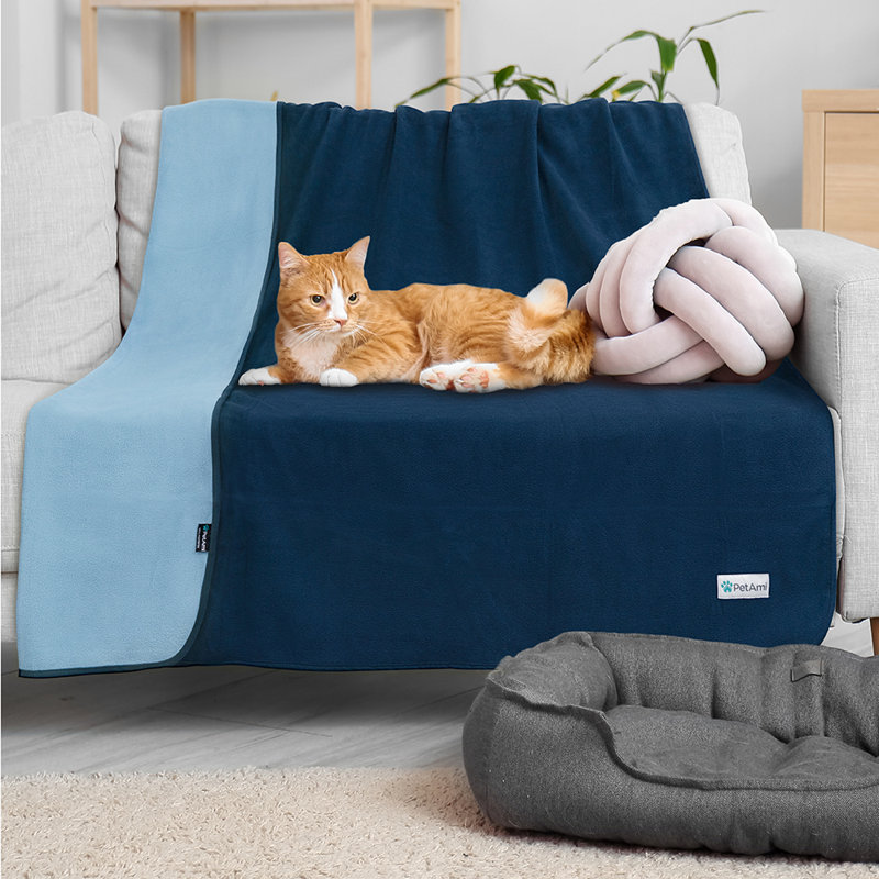 Large Navy Waterproof Fleece Pet Blanket