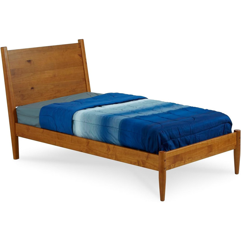 Lit plateforme en bois massif Aldiana, Castanho, Simple