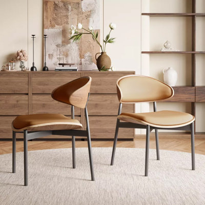 Ensemble de 2 chaises de salle à manger sans accoudoirs (siège rembourré doux / pieds en métal)