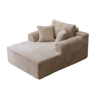 47" X 61" Oversized Chaise Lounge Chair With Wide Armrests, Chenille Upholstered Cloud-Like Sleeper Sofa Bed, Includes 2 Pillows, No Assembly Required, For Living Room, Tv Movie Room, Bedroom