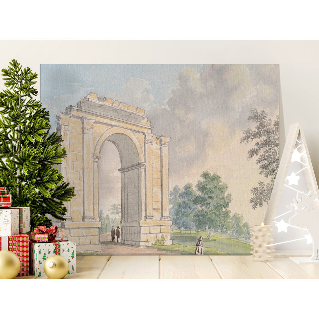 Architectural Arch Canvas Wall Art, Vintage Style Landscape Print, Gallery Wrapped, Ready to Hang, Archival Quality, Home Decor, Statement