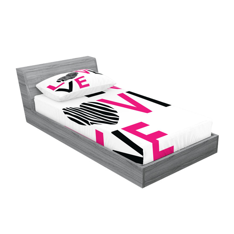 Ensemble de draps et taies décoratives zèbre Ambesonne - rose, noir et blanc