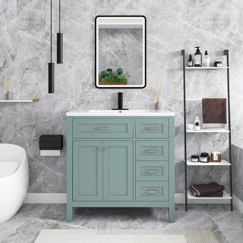 36” Freestanding Single Bathroom Vanity with Top, Mint