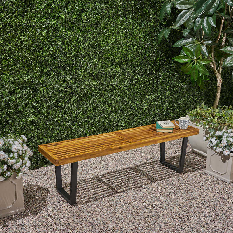Banc de pique-nique en bois Yager, Teck / Noir