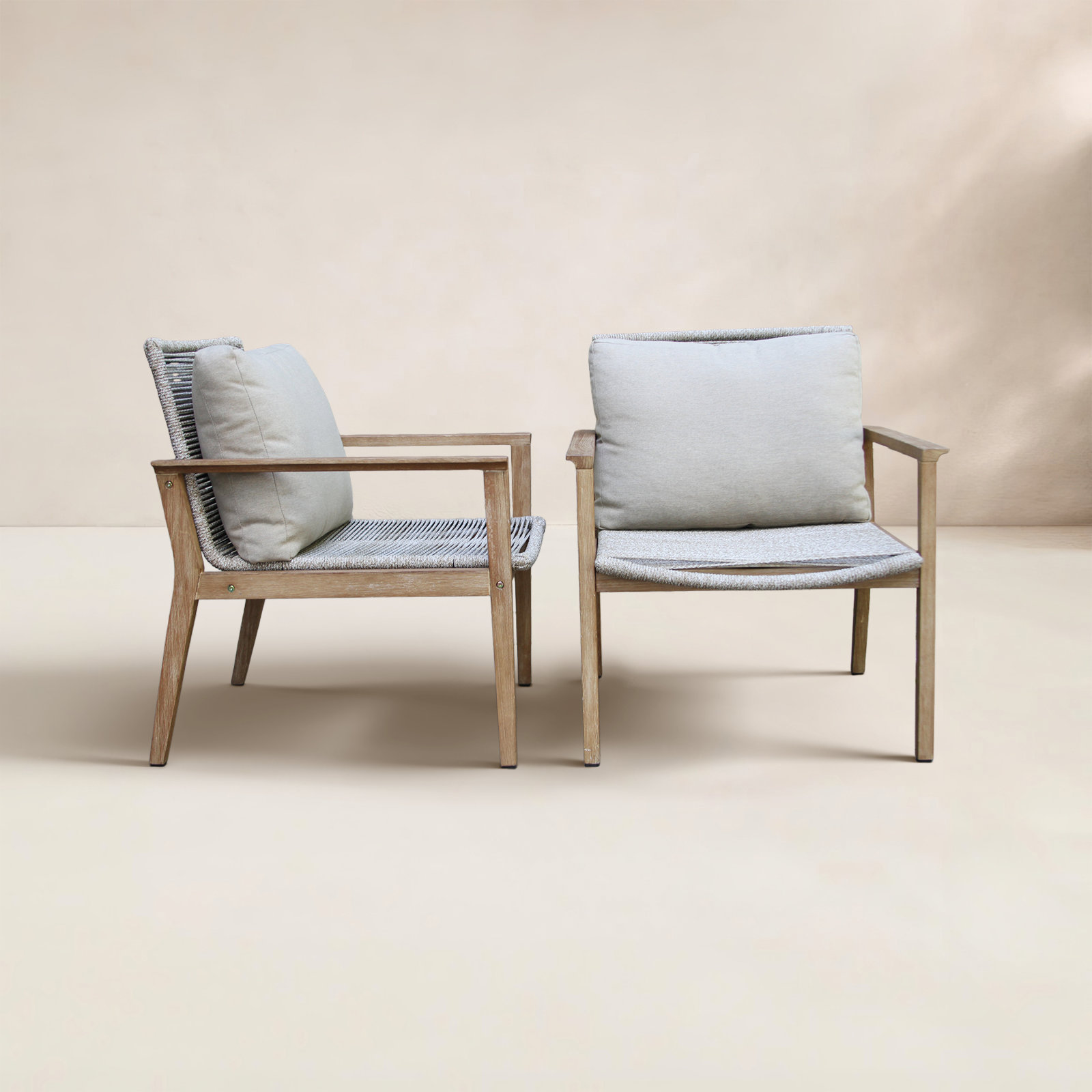 Eucalyptus Outdoor Lounge Chair, Beige