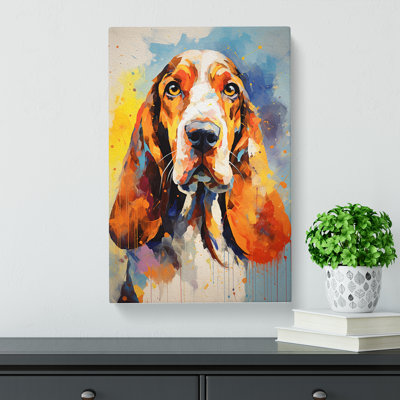 Basset Hound Gestural - Wrapped Canvas