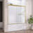 Amy  56" - 60" W X 58 H Double Sliding Door Bath Tub Door Semi-Frameless with Clear Tempered Glass in Brass Gold