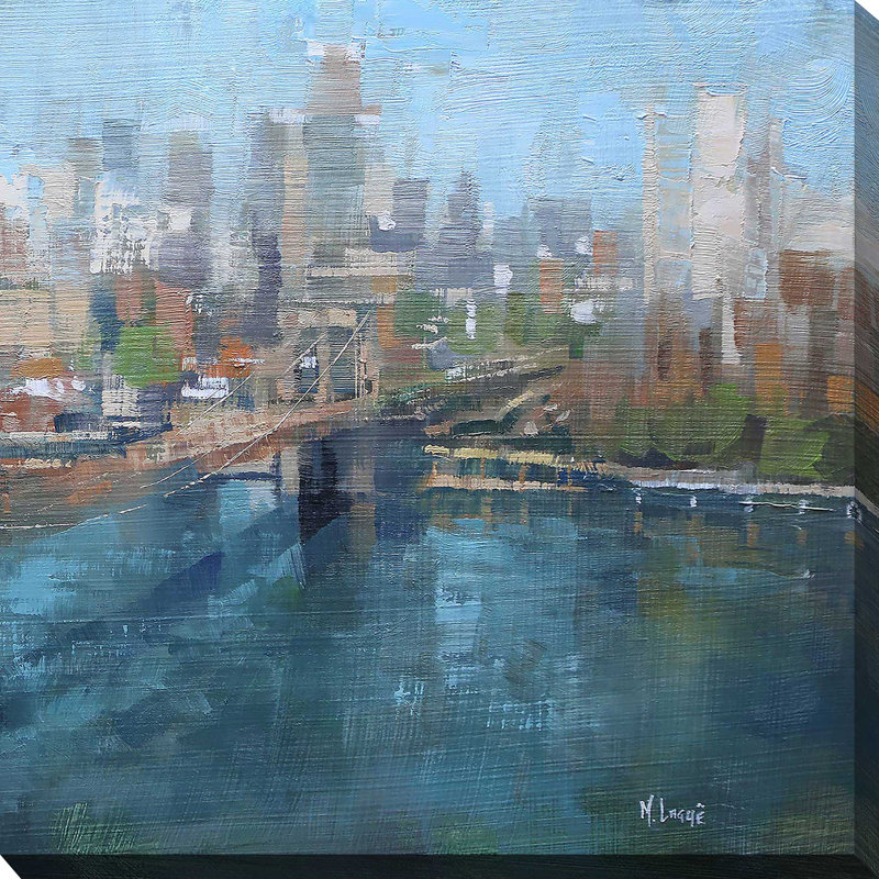 Pont de Brooklyn II par Mark Lague - Peinture, Toile tendue, H 24 po x l 24 po x P 1,5 po