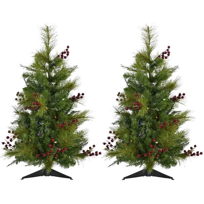 Frosted Pine 4-ft Outdoor Christmas Tree with Multicolor LED Lights