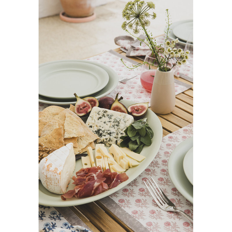 Over&Back Rimmed Oval Serving Platter, Green