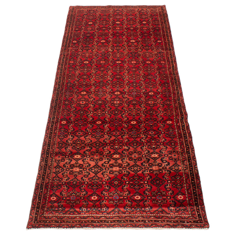 Tapis rouge noué à la main unique 3 pi 7 po x 10 pi 1 po Andelz