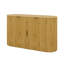 Buffet 55,1 po avec 2 portes et 2 tiroirs, porte latérale incurvée et 3 tablettes réglables à 3 niveaux, buffet à rayures en panneau de fibres à densité moyenne-1343184572