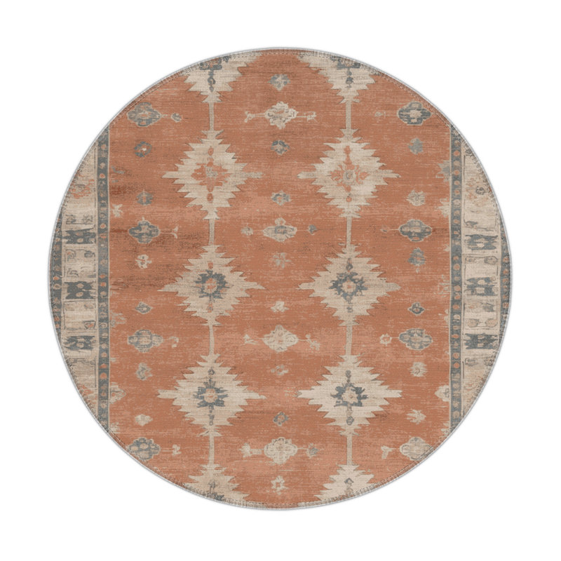 Tapis intérieur et extérieur brun Overdyed, Rond 5 pi