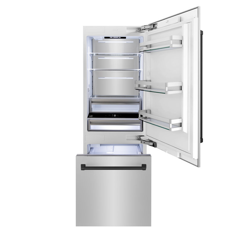 ZLINE 30 Autograph Edition 16.1 cu. ft. Built-in 2-Door Bottom Freezer Refrigerator with Accent, Stainless Steel