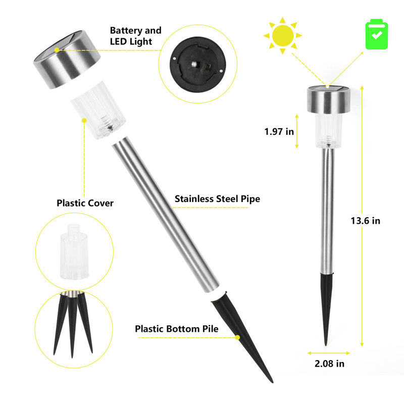 Low Voltage Solar Powered Integrated LED Metal Pathway Light Pack