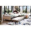 Lit de jour simple double rembourré avec lit gigogne et tiroir beige, confortable pour lire, tiroir de taille relaxante, utilisation silencieuse et stable