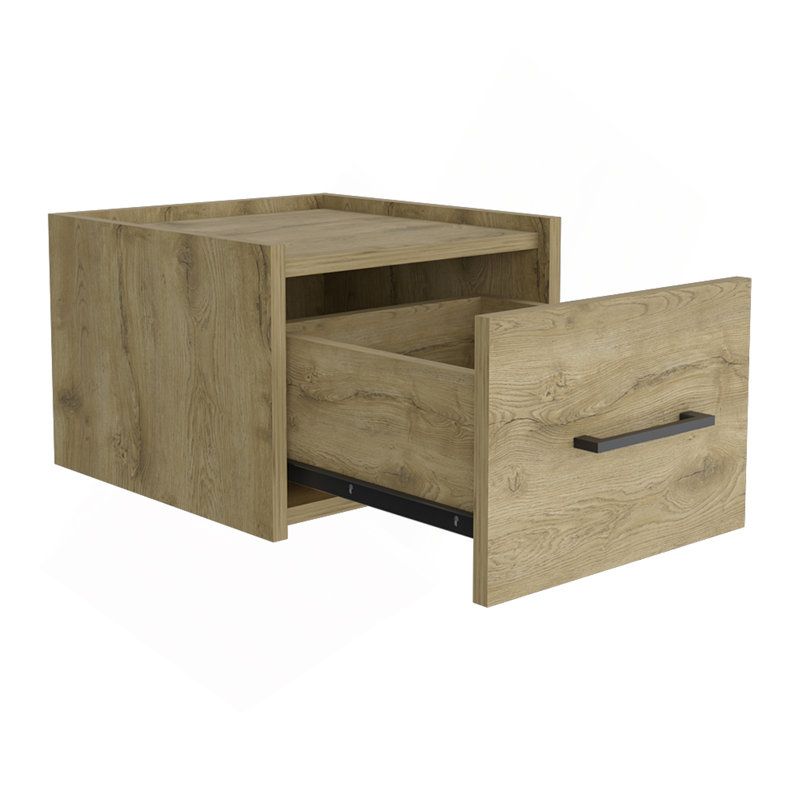 Floating Nightstand Calion, Bedroom, Macadamia, Beige