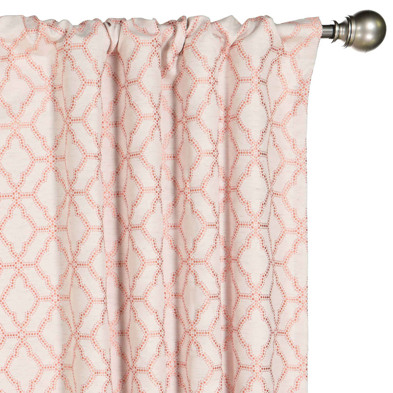 Eclipse Lollie Blackout Thermalayer, Rod Pocket Window Curtain Panel Pair, Coral, 52" x 108"