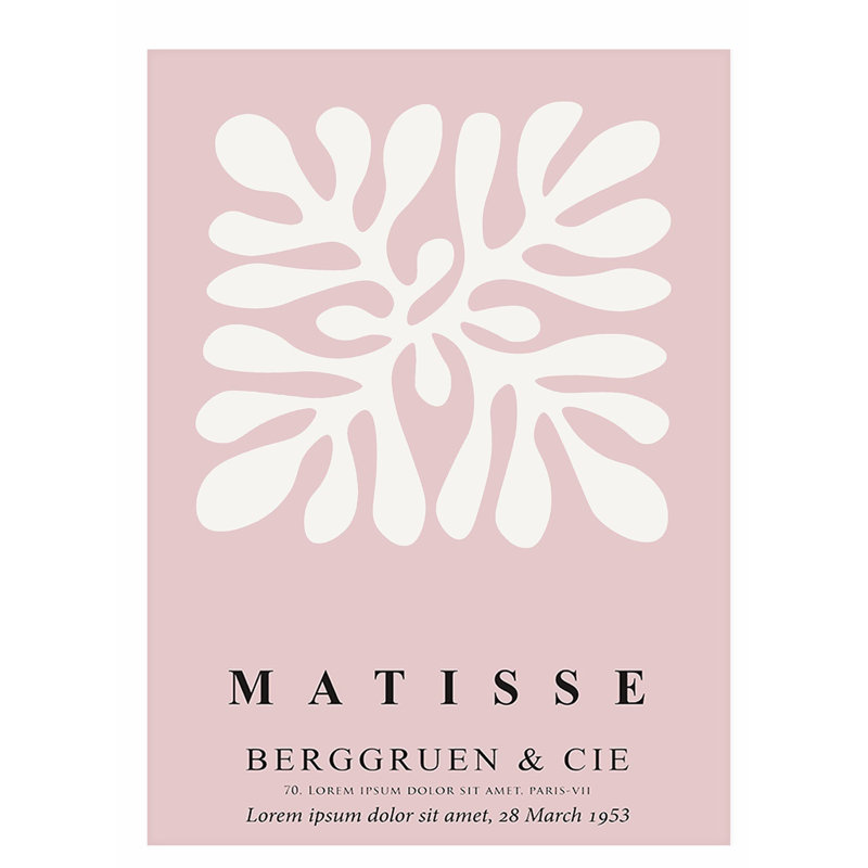 «Henri Matisse», reproduction d'art bohémienne rose sans cadre, H 16 po x l 12 po
