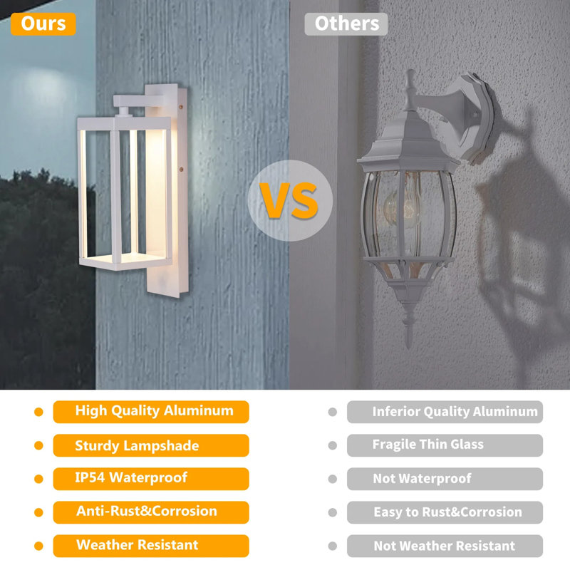 Applique murale d'extérieur, lampe murale intégrée en aluminium IP54 résistante aux intempéries, éclairage d'extérieur pour Yard Driveway Cafe
