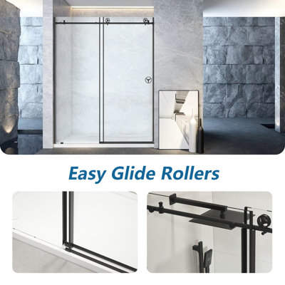 60"x76" Frameless Shower Door With Premium Glass And Easy-cleaning