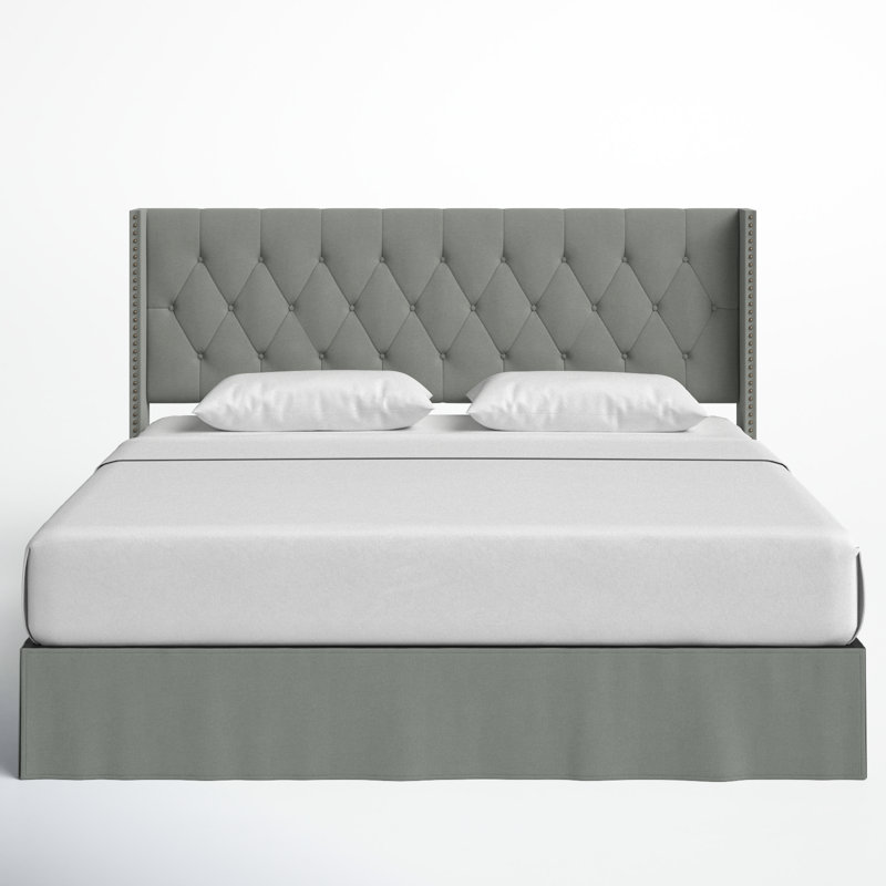 Bellavia Tufted Upholstered Panel Bed, Gray, King