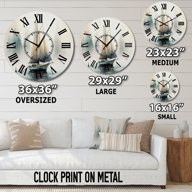 Horloge murale voilier ancré, Surdimensionné