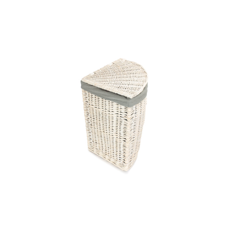 Wicker Corner Laundry Bin with Lining, 50" H x 33" W x 33" D, White