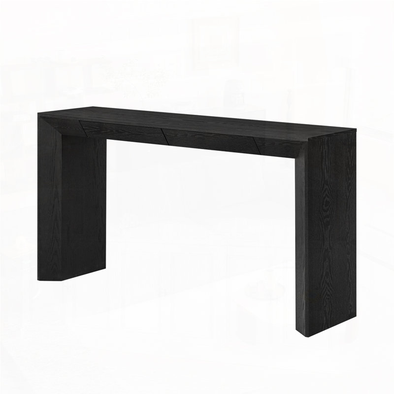Console Farmhouse avec 2 tiroirs dissimulés, Noir