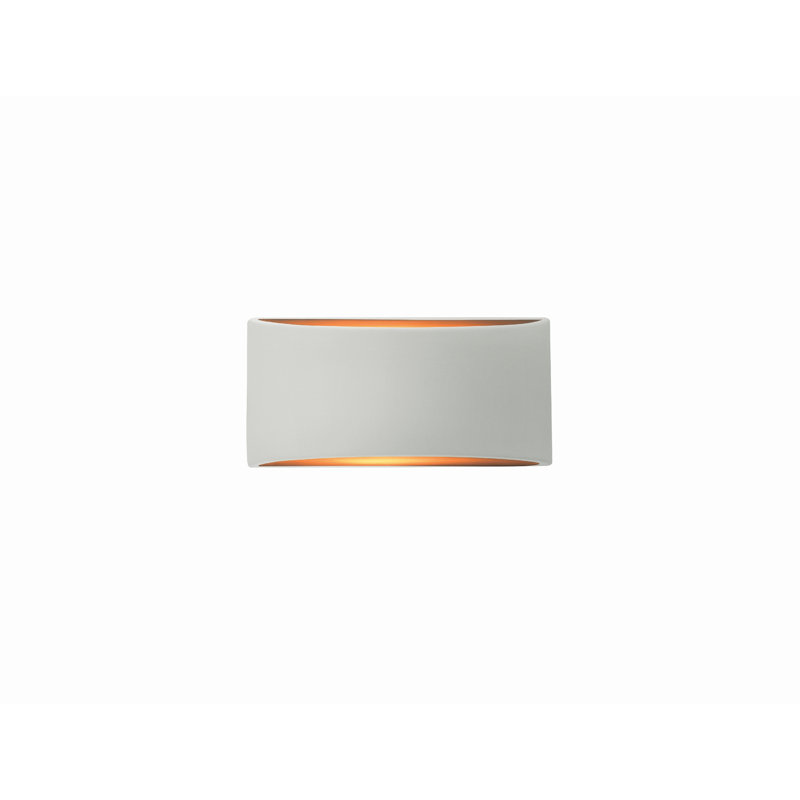 Applique murale en céramique Beda, Incandescent, H 5 po x l 10 po x P 4 po, Blanc mat / or champagne