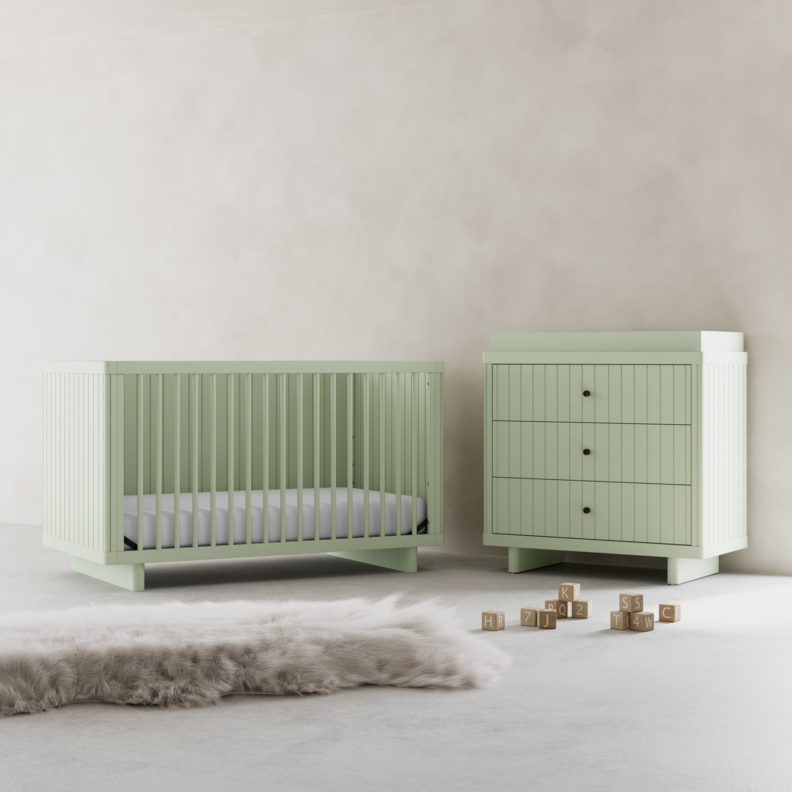 Kyoto Wood 3-Drawer Dresser with Topper, Sage